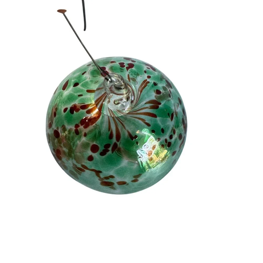 Handcrafted Glass Friendship Spirit Ball Ornament 4" - Picture 4 of 5